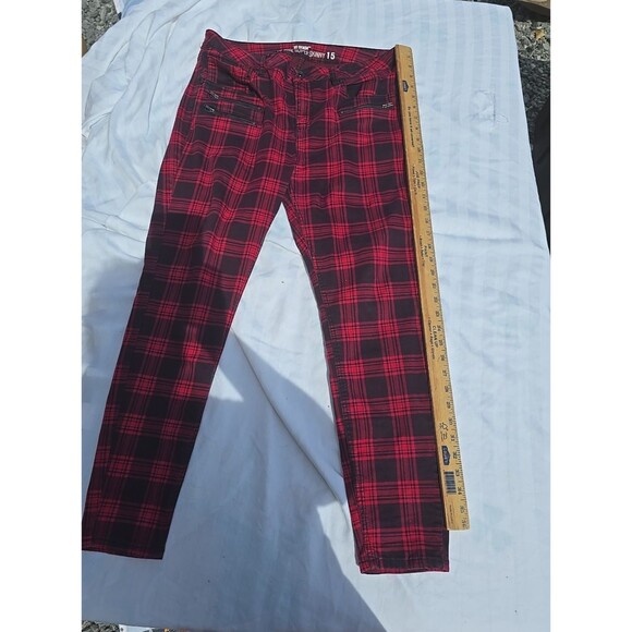 Hot Topic HT Denim Red Plaid Hi-Rise Super Skinny Jeans Size 15 NWT Punk Rock - Picture 4 of 9